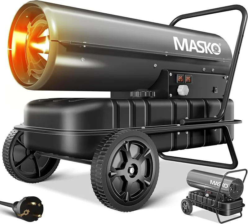 MASKO® Heizkanone 30kW Diesel Bautrockner Bauheizer Heißluftgenerator Heizgebläse 38L Tank mit Thermostat Ölheizer Luftstrom 750m³, h, Stunde Ölbeheizung Heizlüfter Heizstrahler Anthrazit — Heizung Warmepumpe