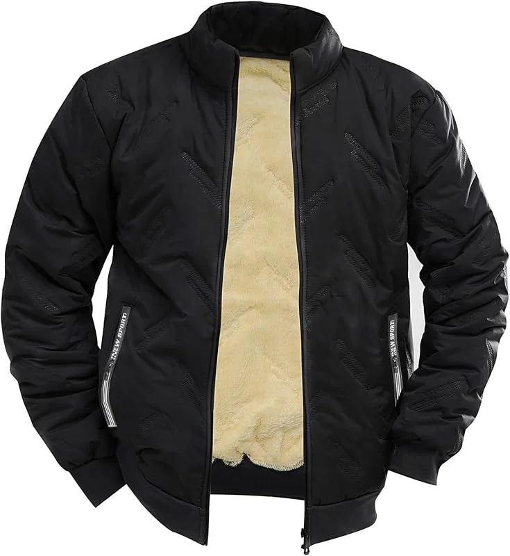 Winterjacke Herren Gefüttert Fleece Jacke Herren Winter Steppjacke — Heizkleidung
