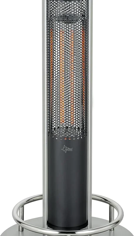 SUNTEC Stehtisch-Heizstrahler Heat Patio 1600 glass table 110 cm [Ideal für Outdoor-Bereiche, Infrarotwärmestrahlung mit hocheffizienten Carbonfasern, 2 Heizstufen, Fernbedienung, max. 1600 W] — Heizung Warmepumpe