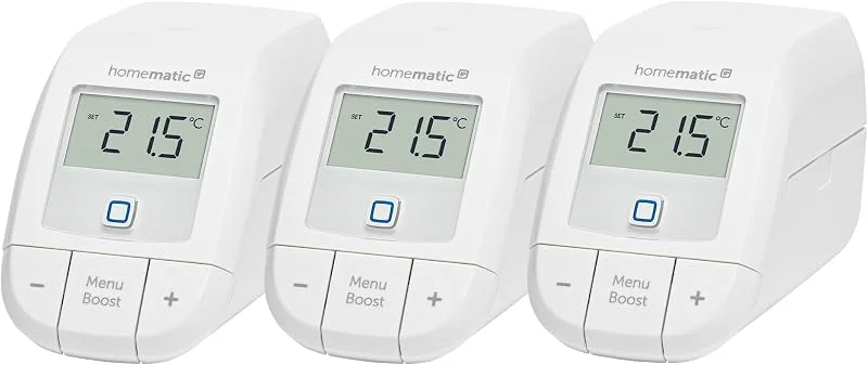 Homematic IP 3er Set Smart Home Heizkörperthermostat – Basic, digitaler Thermostat Heizung, Steuerung per App, Alexa, Google Assistant, einfache Installation, Energie sparen, 156541A0 — Heizung Warmepumpe