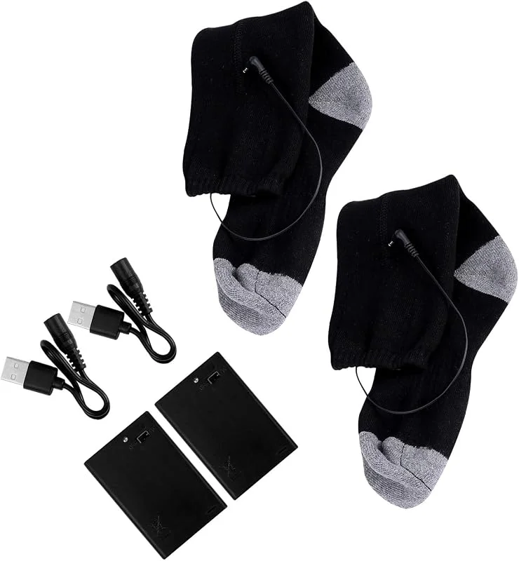 Beheizbare Socken 1 Satz USB Polyester für Reisen, Schwarz, 50℃ — Heizkleidung