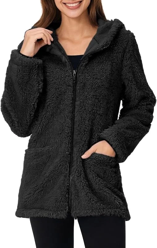 Ansenesna Fleecejacke Damen Mit Kapuze Flauschig Winterjacke Warm Fleece Wintermantel Frauen Teddyfleece Teddyjacke Winter Jacke Mantel Teddyfell Damen-Jacken Teddy Fleecemantel Plüschjacke — Heizkleidung
