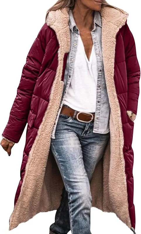 Ansenesna Winterjacke Damen Lang Warm Gefüttert Steppjacke Damen Mit Kapuze — Heizkleidung