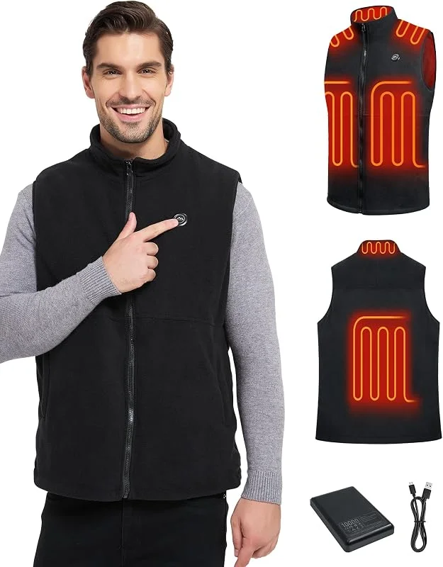 Loowoko Beheizbare weste herren Fleece mit 10000mA Powerbank — Heizkleidung