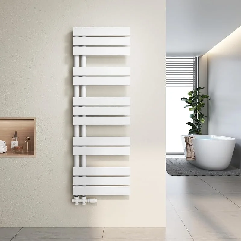 Heilmetz Badheizkörper Flach Design Heizkörper Handtuchtrockner für Badezimmer Handtuchheizkörper mit Seitenanschluss 400x1176mm Handtuchwärmer Weiß 494W — Heizung Warmepumpe