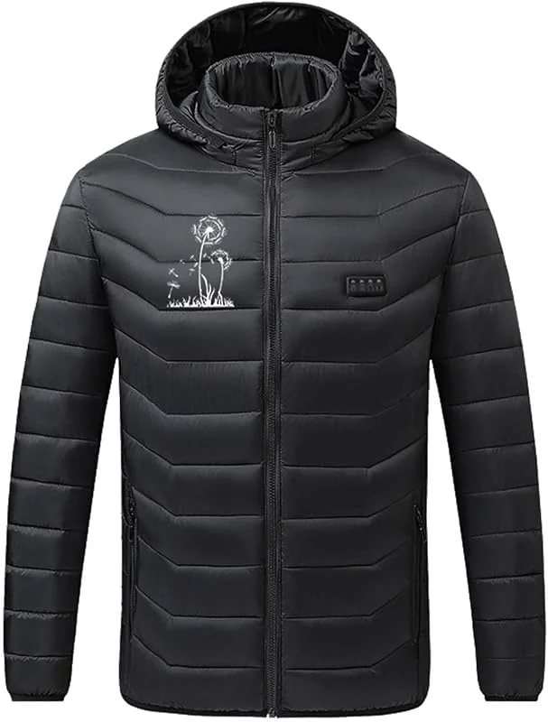 Beheizbare Jacke Herren Warme Dicke mit Kapuze, Unisex 21 Zonen Vier Kontroll Reißverschluss, Winterjacke mit Drucken USB Elektrische, Beheizte Weich Jacke Mit Taschen, Skijacke Mit Wärmefunktion — Heizkleidung
