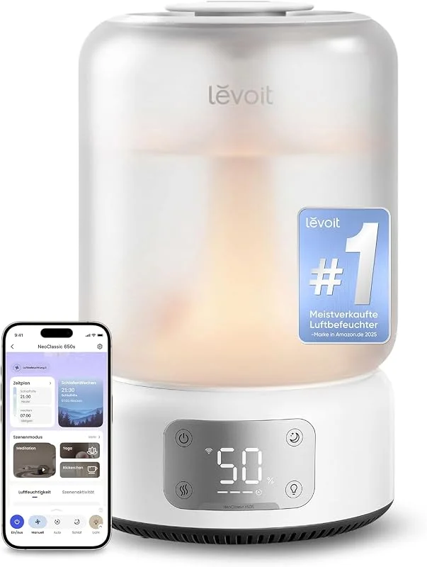 Levoit Smart Luftbefeuchter leise für große Räume, 6, 2 L, 62 Std. Laufzeit