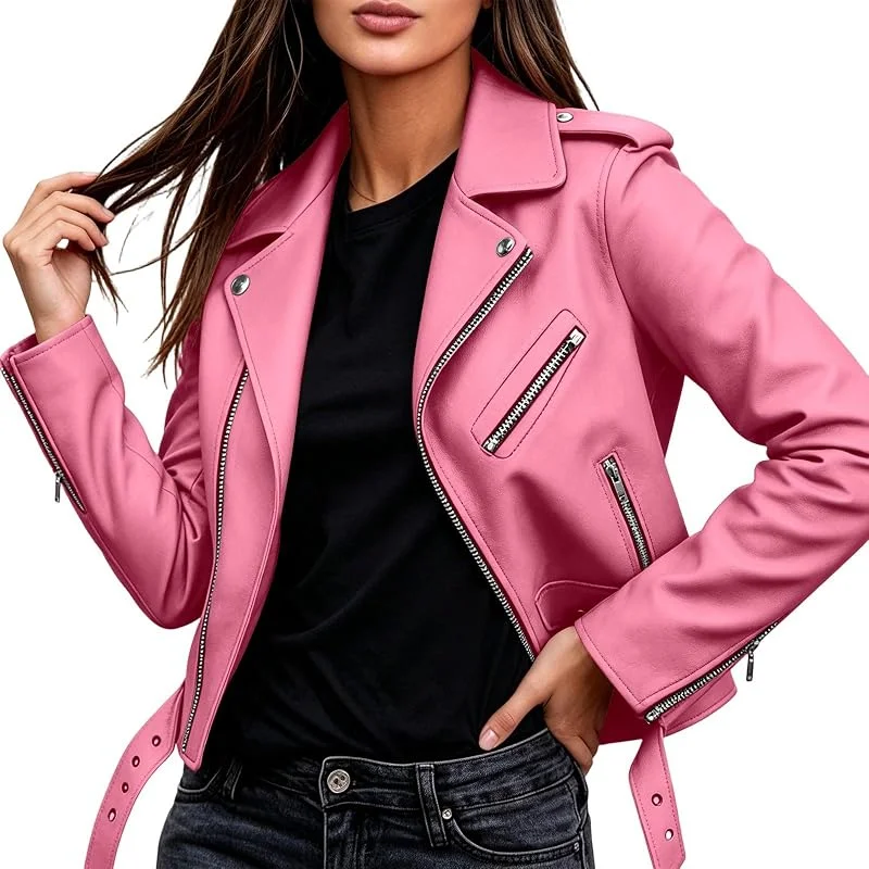 Bikerjacke Damen Regenjacke Motorradjacke Bomberjacke Leder Fahrradjacke — Heizkleidung