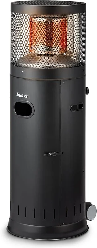 Enders® Terrassenheizer Polo Black 2.0, Gas-Heizstrahler, Terrassenstrahler mit stufenloser Regulierung 3-6kW, Edelstahlbrenner, ENDUR Reflexionssystem, Transporträder, Umkippsicherung, schwarz #5462 — Heizung Warmepumpe