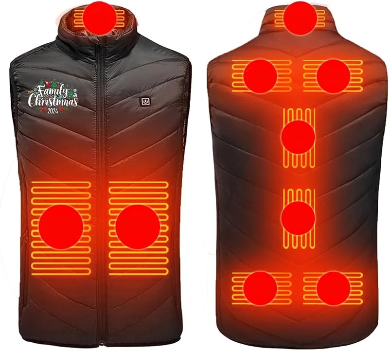 AEGJEGVD 2024 Beheizbare Weste Heizweste Herren Damen mit 9 Zonen Heizung 3 Temperaturregler Beheizte Weste (Ohne Powerbank) Heizweste Beheizbare Weste USB Lade Heizweste Unisex — Heizkleidung