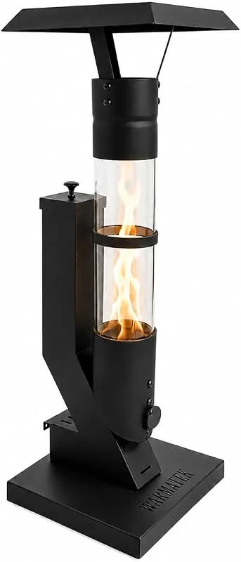 Lumo Outdoor-Pelletofen 3000 W – Pellet-Terrassenkamin ohne Strom & Gas, mit Glasflamme, für Garten, Balkon, Terrasse & Veranda, 0, 6 kg Pelletbehälter, ca. 1 h Brenndauer — Heizung Warmepumpe