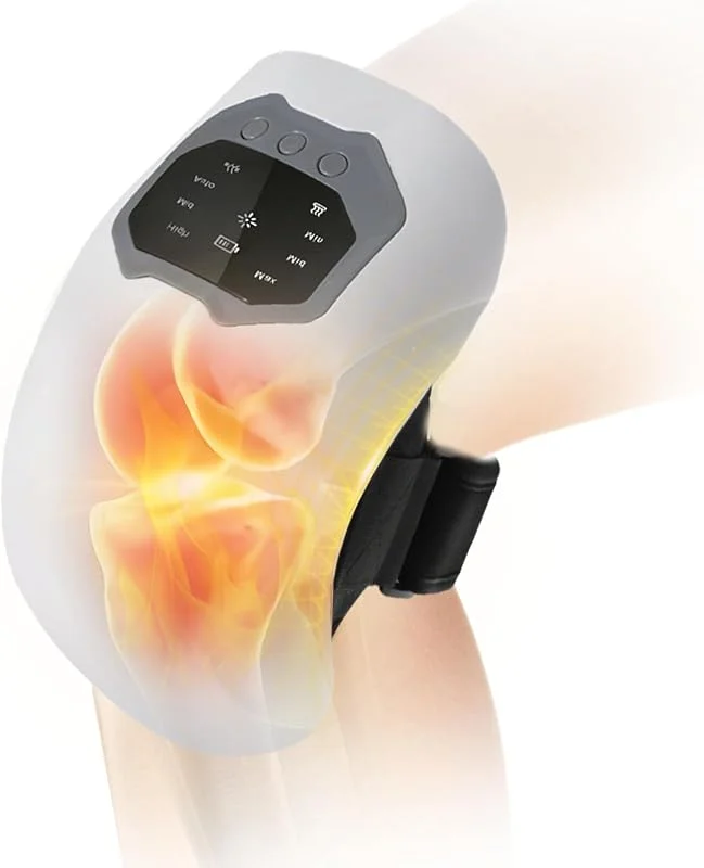 Knie Massagegerät, Kabelloses Kniemassagegerät mit Wärmefunktion und Vibrationsmassage, 3 Vibrationsmodi, Beheizte Kniebandage mit Touchscreen-Steuerung zur Linderung von Gelenkschmerzen — Heizkleidung