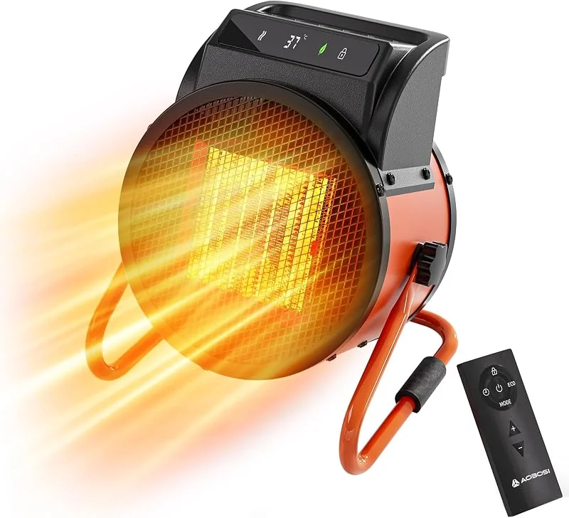 Keramik-Heizlüfter mit Thermostat - 2000W Elektroheizer mit Fernbedienung- 4 Heizstufen Schnelle Wärme heizstrahler Outdoor, Geeignet für Innenhöfe, Gewächshäuser und Werkstätten — Heizung Warmepumpe