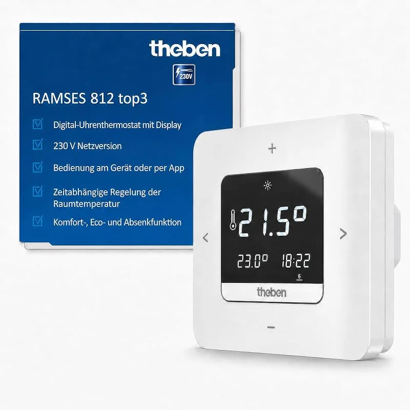 Theben 8120200 Ramses 812 top3 Digital-Uhrenthermostat Netzversion — Heizung Warmepumpe