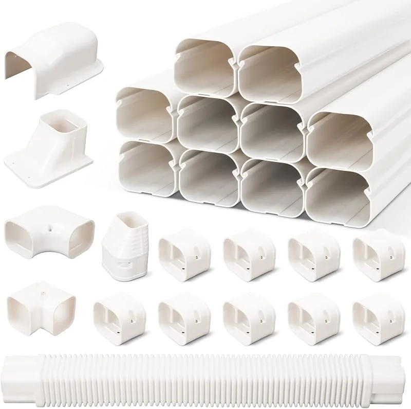 BEWAVE Klimaanlagen-Abdeckungs-Set, dekoratives PVC-Linienabdeckungs-Set für Mini-Split-Klimaanlagen und Wärmepumpen, 7, 6 cm B x 40, 6 cm L — Heizung Warmepumpe