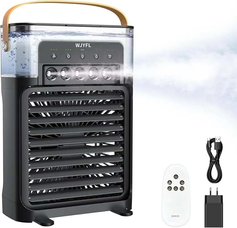 Ventilator mit Wasserkühlung, Mini Luftkühler mit Fernbedienung — Luftbefeuchter