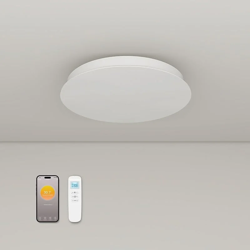 Infrarotheizung Deckenmontage mit Thermostat 750 Watt, Deckenheizung Infrarot Rund Deckenheizstrahler, APP Fernbedienung Steuerung, Elektroheizung Heizplatte Heizkörper Heizpaneel, Überhitzungsschutz — Heizung Warmepumpe