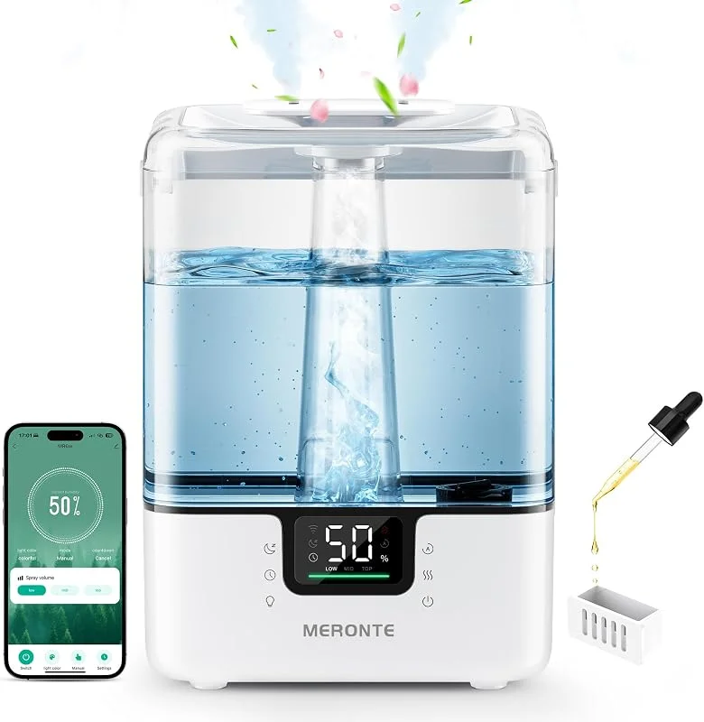 MERONTE 6L Smart-Luftbefeuchter Pflanzen, App-Sprachsteuerung, Leise, Weiß
