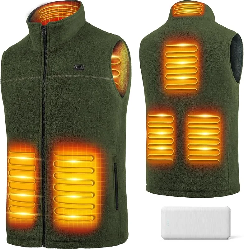 LABCOOL Beheizbare Weste Herren Damen - Heizweste aus Microfleece - mit 6-Zonen-Heizung & 3 Temperaturstufen - USB-Betrieb mit 10000mAh Powerbank - Maschinenwaschbar — Heizkleidung