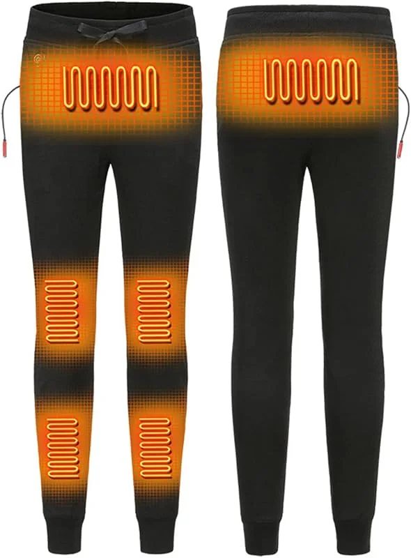 Beheizbare Winterhose für Herren 2024 Elektrische Heizhose Thermohose mit USB Aufladung 6 Heizzonen Schwarze Winddichte Beheizte Hose Geeignet zum Skifahren Wandern Angeln Spazierengehen — Heizkleidung