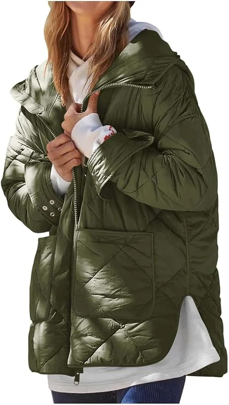 Ansenesna Winterjacke Damen Warm Steppjacke Damen Leicht Mit Kapuze Jacke — Heizkleidung