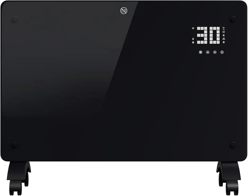 Konvektor Heizung, Elektroheizung aus Glas 2000W, WLAN-App, Schwarz — Heizung Warmepumpe