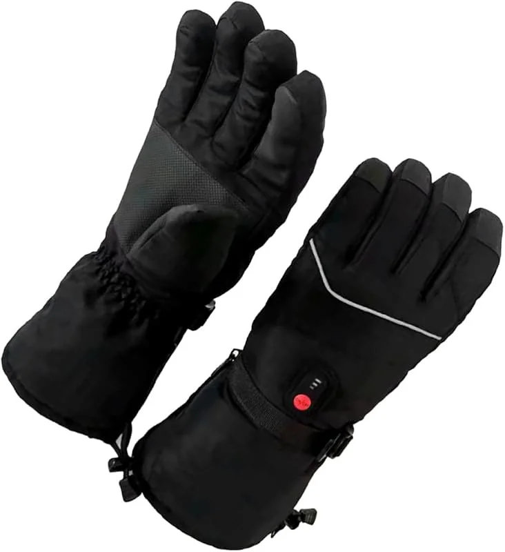 Beheizbare Skihandschuhe für Herren, Schwarz, Chinlon, Winter — Heizkleidung