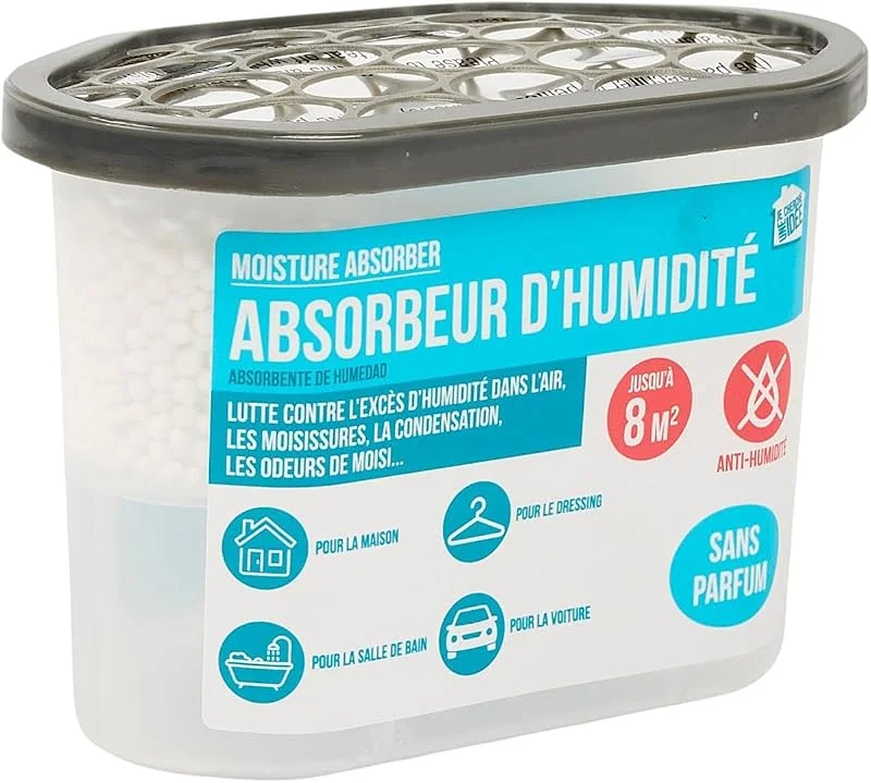 Luftentfeuchter 500 ml, geruchlos, bis 8 m², ohne Strom, Grau — Luftbefeuchter
