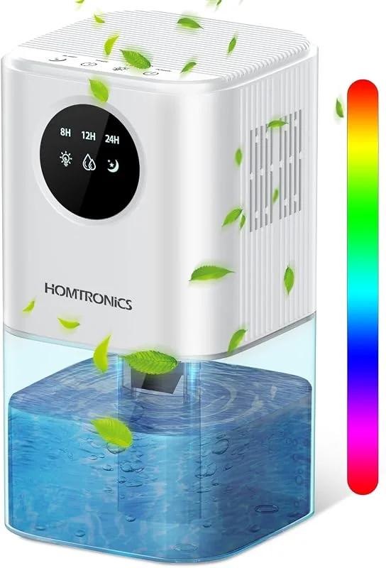 Luftentfeuchter Elektrisch, 1700ml Luftentfeuchter Klein, Raumentfeuchter Leise Dehumidifier, Tragbarer, 7 Farbiges Licht, 8, 12, 24 Stunden Timer, für Bad, Schlafzimmer, Schrank, Küchen — Luftbefeuchter