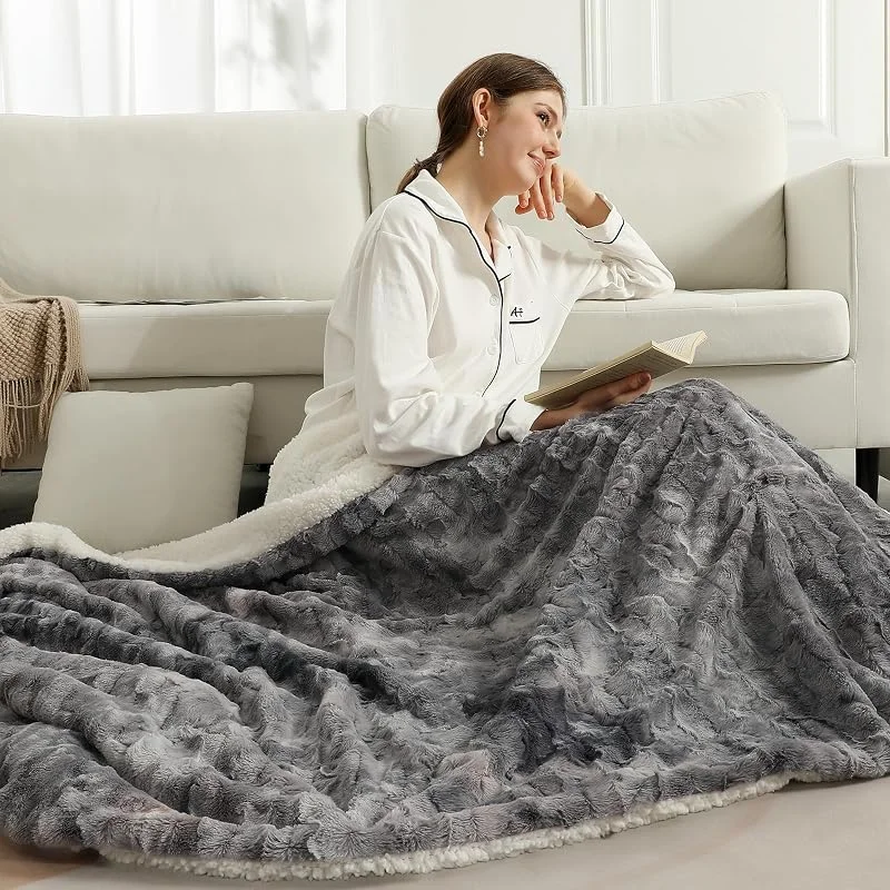 COZYTY Wärmedecke – Heizdecke Mit Abschaltautomatik 150×200cm, Grau-Schwarz — Heizung Warmepumpe