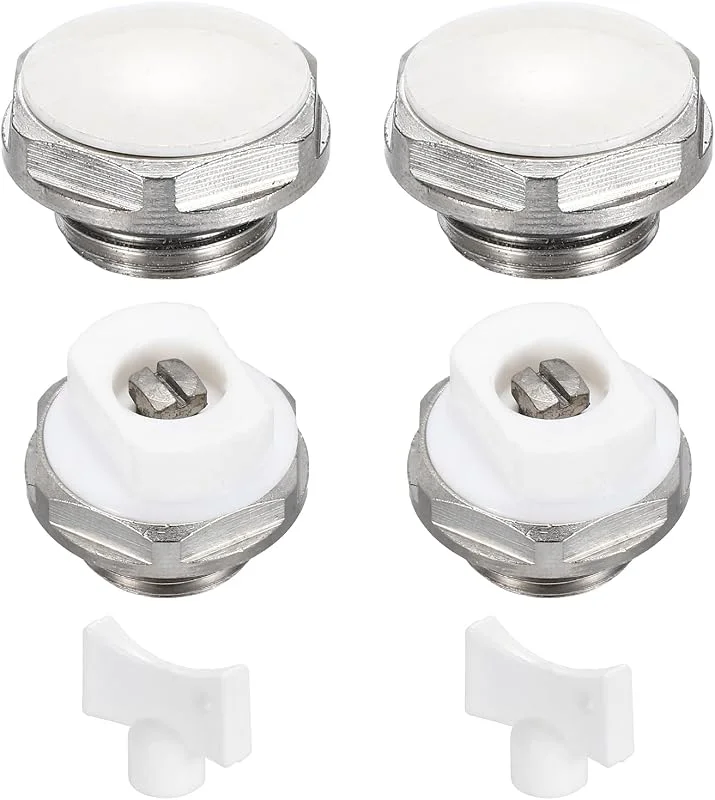 PATIKIL 2Set 3, 8" BSP Männliches Gewinde Manuelle Heizkörperentlüftungsventil-Set mit Schlüssel, vernickeltes Messingventil für Heizkörper, Silber Weiß — Heizung Warmepumpe