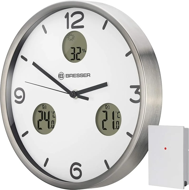 Bresser MyTime io NX Funk-Wanduhr mit Thermometer und Hygrometer - 30 cm Durchmesser — Luftbefeuchter