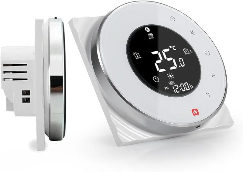DREAM HEAT Smart Thermostat Heizung, Rundes Touch-Display, WLAN-Steuerung, Programmierbare Modi, Kompatibel mit Amazon Echo, Google Home — Heizung Warmepumpe