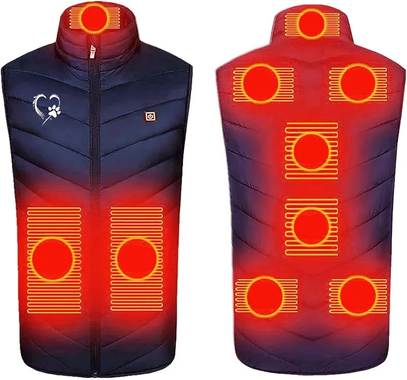 Zeiayuas Beheizbare Weste Damen Herren Warm Winter Heizweste Unisex 9 Zonen Heizung 3 Temperaturregler Beheizte Weste Beheizbare Jacke Leichte Wärmeweste Stehkragen Heizjacke Warme Dicke Heated Vest — Heizkleidung
