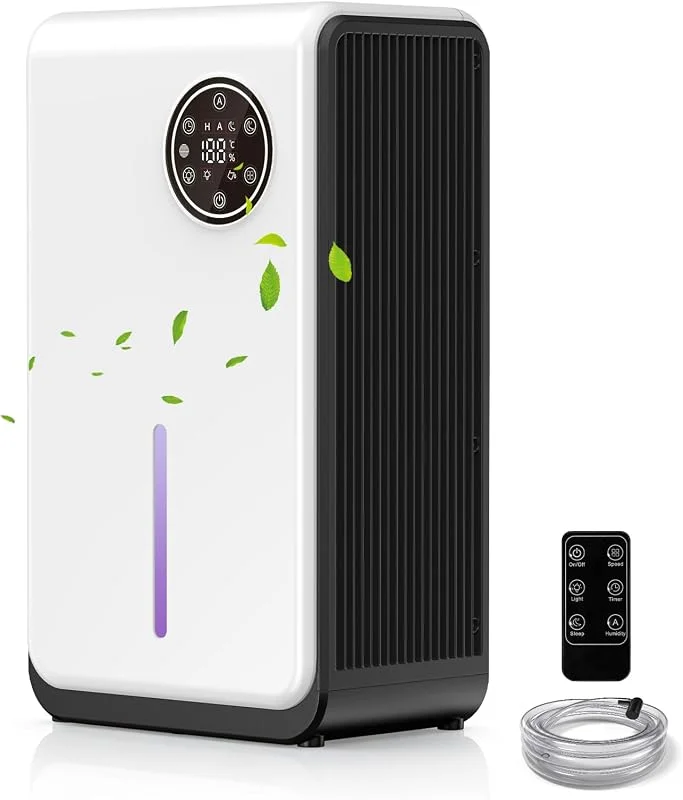 Luftentfeuchter Elektrisch Leise Klein Entfeuchter - 750ml, Tag Raumentfeuchter für Schlafzimmer Bad und Kleine Räume, Dehumidifier mit 24-Stunden-Timer, Schlafmodus und 2000ml Wassertank — Luftbefeuchter