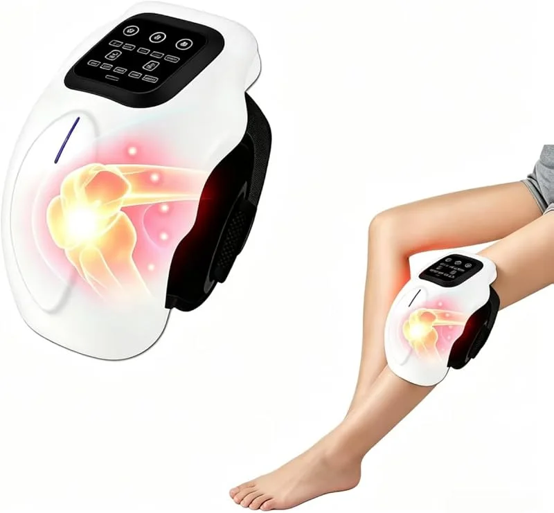 Kabelloser knie massagegerät mit Wärme zur Schmerzlinderung, 4 Motoren Vibration, 4 Wärmeniveaus Wiederaufladbare Knieorthese zur Linderung von Knieschmerzen, Arthrose & Steifigkeit — Heizkleidung