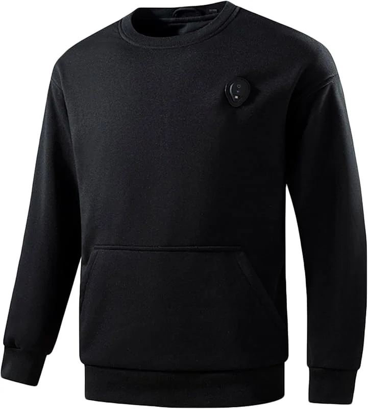 UHouse Beheizbare Sweatshirt Herren Winter Beheizbarer Pullover mit 5 Heizzonen USB Elektrische Beheizte Winterpullover mit Taschen Wärme Wollpullover Männer Outdoor Heated Pulli — Heizkleidung