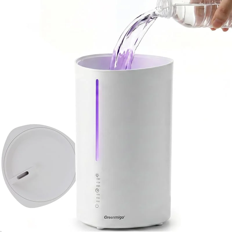 3L Top Fill Luftbefeuchter, 360°Drehbare Düse Cool Mist Humidifier, 3 Nebelleistungsstufen, 6H Timer, Nachtlicht, Raumluftbefeuchter Leise&Aroma Diffuser für Kinderzimmer Schlafzimmer Pflanzen