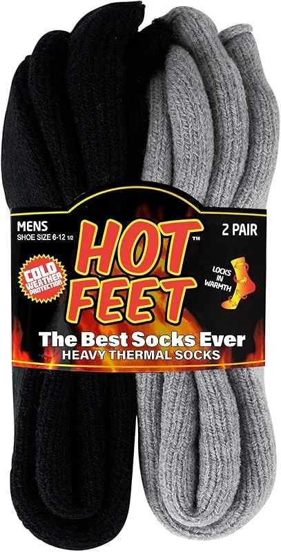 HOT FEET Gemütliche, beheizbare Thermal Socken für Männer, Warm, Patterned Crew Socken, USA Herren Socken — Heizkleidung