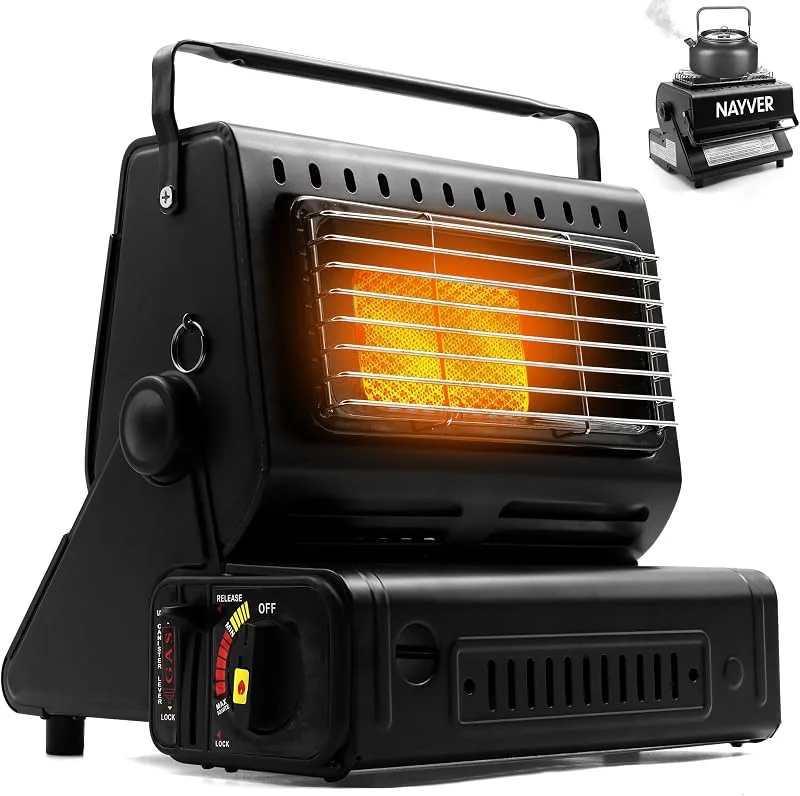 Campingheizung 1300 Watt, 2 in1 - Gasheizung & Campingkocher, Gaskartusche, Zeltheizung, Heizstrahler für MSF-1a Kartuschen(Gasheizung) — Heizung Warmepumpe