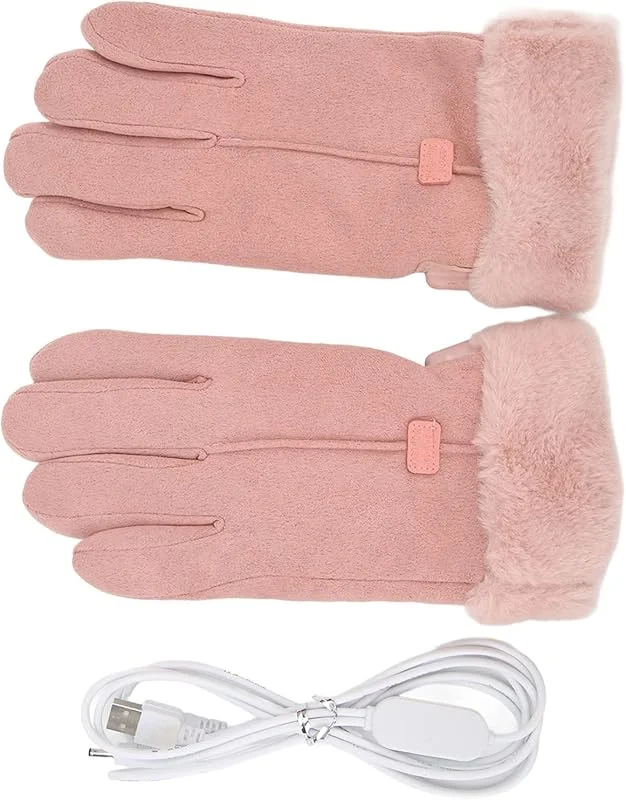 HEEPDD Rosa USB-Heizhandschuhe, Touchscreen-Design für Damen, Perfekt Zum Skifahren und Gassigehen mit Dem Hund. Rosa USB-Heizhandschuhe, Einstellbare Temperatur und Motorradzubehör — Heizkleidung