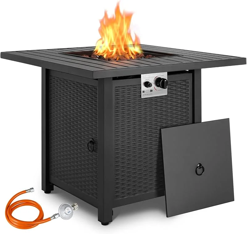 TLGREEN 28" Feuertisch Gas Outdoor, Feuerstelle für Garten Terrasse 14.5 kW — Heizung Warmepumpe