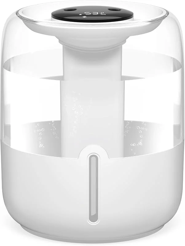 Ultra-Leiser Luftbefeuchter Schlafzimmer, 3.8L Oben Befüllbarer Raumbefeuchter, Luftbefeuchter Baby mit LED-Anzeige & Aroma Diffuser & Nachtlicht, 3 Modus, Ein-Klick-Taste für Pflanzen, Büro