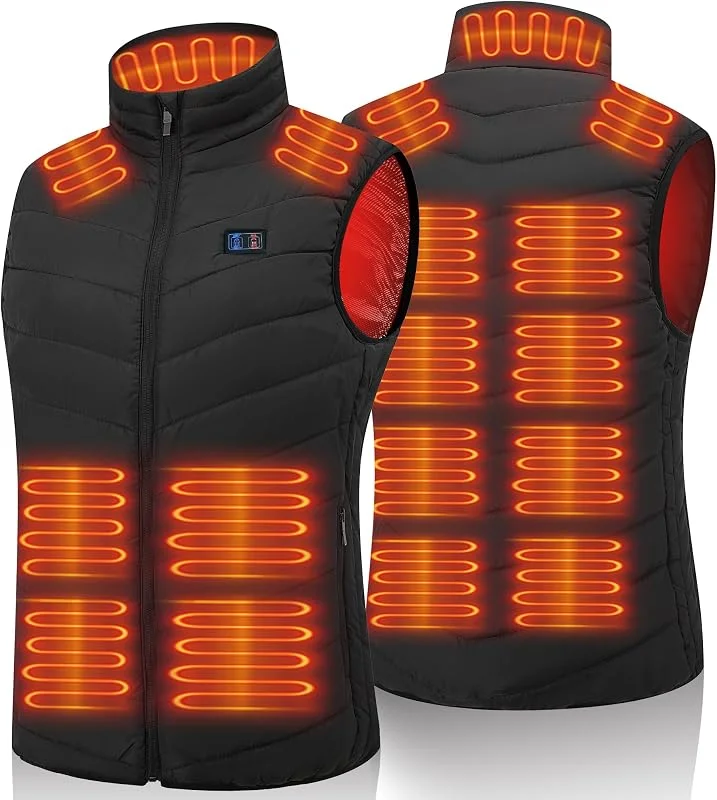 Beheizbare Weste für Damen und Herren, Beheiztes Gilet mit 15 Heizpads, beheizter Körperwärmer für Outdoor-Arbeiten, Geschenk für Weihnachten und Erntedankfest (Akku nicht enthalten — Heizkleidung