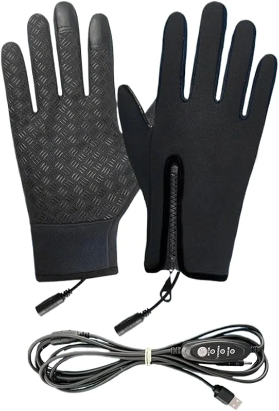 Beheizte Handschuhe für Damen, USB-beheizte Winter-Fahrradhandschuhe, winddichte Fäustlinge, 3 Modi, für Outdoor-Sport, Laufen, Wandern, Motorrad, Fahren, Reiten, Radfahren, Camping, Roller — Heizkleidung
