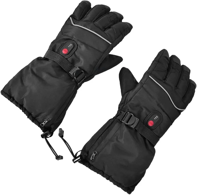Hemobllo Beheizbare Skihandschuhe Wiederaufladbare Beheizbare Handschuhe aus Chinlon Schwarz 4, 8 6v für Herren Winter Wandern und Outdoor Aktivitäten — Heizkleidung