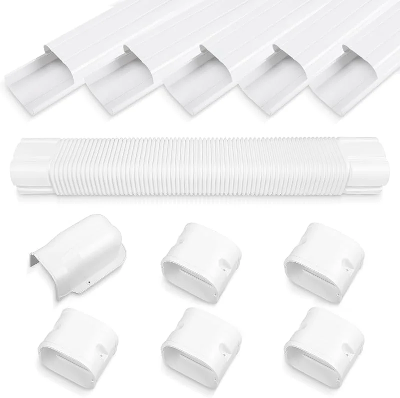 Mini-Split-PVC-Linien-Set, Abdeckungs-Set, dekoratives PVC-Linien-Set, Abdeckungs-Set für zentrale Wechselstrom- und Wärmepumpensysteme, Schlauchabdeckung (3 m, mattweiß), 10, 2 cm — Heizung Warmepumpe