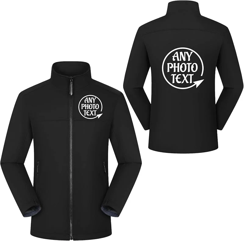 Personalisierte winddichte Softshell-Jacke, individuelles Logo, wasserdichte Jacke für Outdoor-Arbeit, lässiger Windbreaker für Herren — Heizkleidung