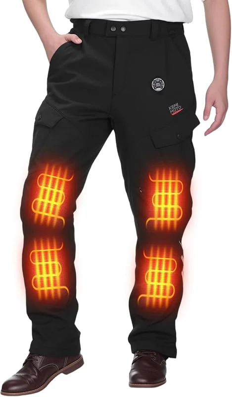 KEMIMOTO Beheizbare Motorradhose Herren, 10000mAh Akku, 4 CE-Protektoren — Heizkleidung