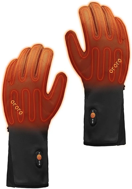 ORORO Beheizbare Handschuhe Dünn Damen Herren, Akku Beheizte Innenhandschuhe für Motorrad Fahrrad und Skifahren — Heizkleidung